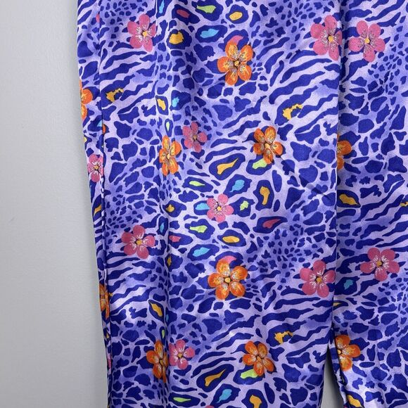 Vintage New Xhilaration 2001 Y2k Satin Pajama Pants Juniors XL Purple Animal NOS - Picture 2 of 8